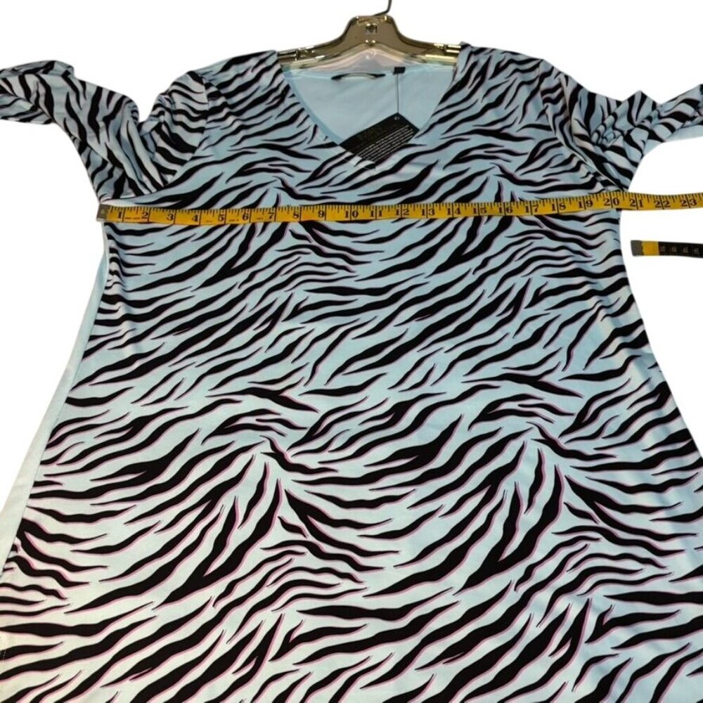 Iman Global Chic Zebra Print Top With V-Neck & 3/4 Sleeves Large - Picture 9 of 9